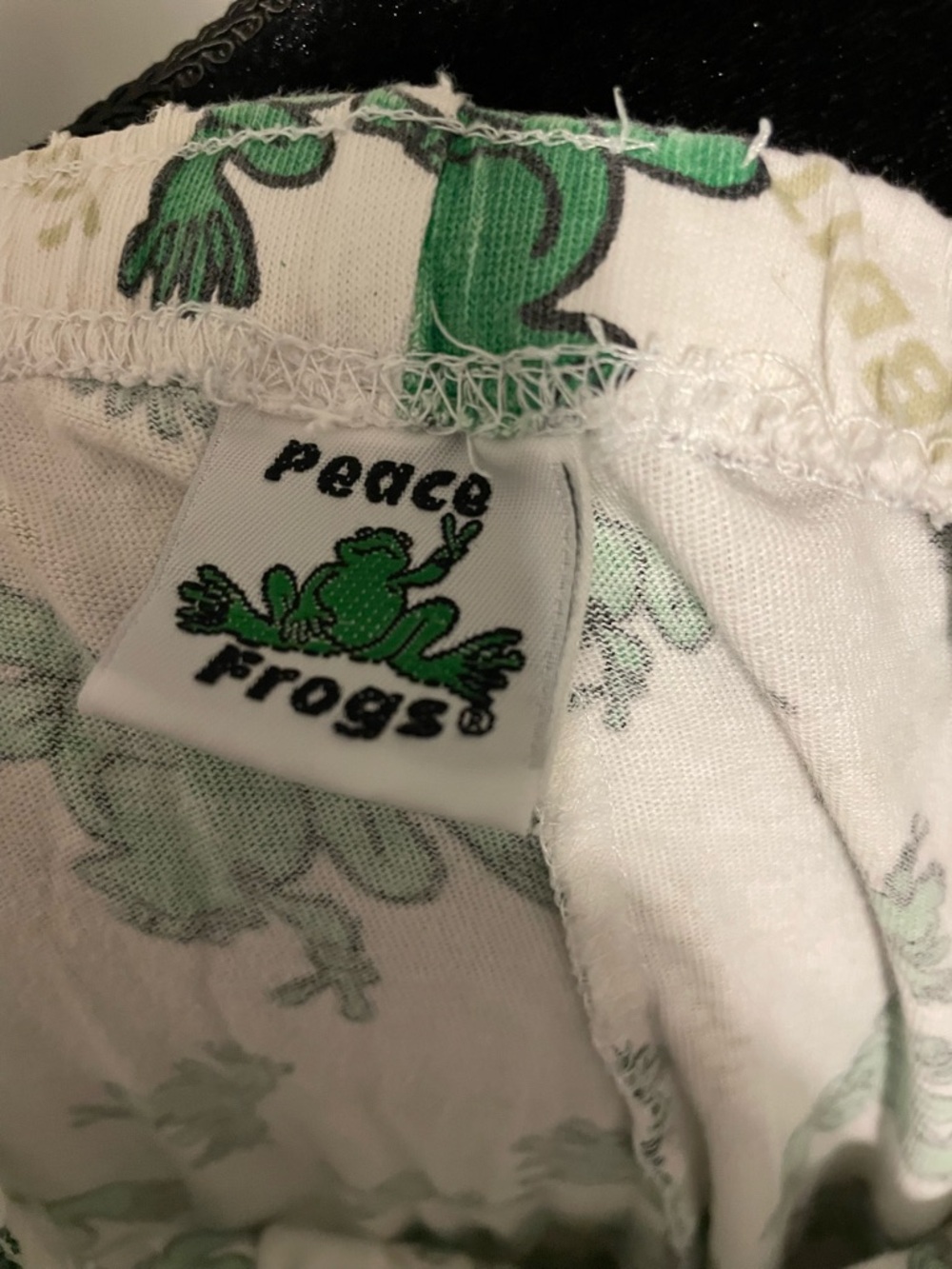 Peace Frogs Pajama Pants with Green Frog Print - Picture 3 of 4